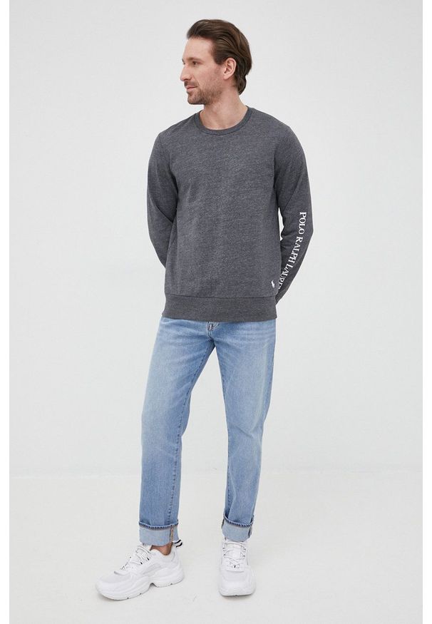 Polo Ralph Lauren bluza kolor szary melanżowa. Okazja: na co dzień. Typ kołnierza: polo. Kolor: szary. Materiał: dzianina. Wzór: melanż. Styl: casual