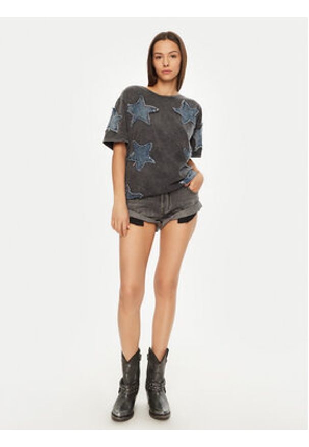 One Teaspoon Szorty jeansowe Bandits 26845 Szary Regular Fit. Kolor: szary. Materiał: bawełna