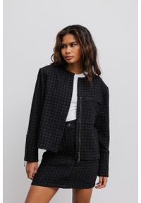 Marsala - Marynarka ze strukturalnej tkaniny w kolorze CZARNYM - SAVOY. Kolor: czarny. Materiał: tkanina. Wzór: gładki. Styl: elegancki #1