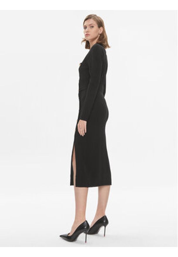 Pinko Sukienka dzianinowa Comasico 101925 A16I Czarny Slim Fit. Kolor: czarny. Materiał: dzianina, wiskoza