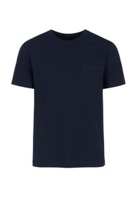 Ochnik - Granatowy basic T-shirt męski. Kolor: niebieski. Materiał: bawełna. Długość: krótkie
