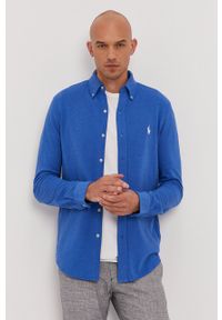 Polo Ralph Lauren Koszula bawełniana 710654408043 męska regular z kołnierzykiem button-down. Typ kołnierza: button down, polo. Kolor: niebieski. Materiał: bawełna. Długość rękawa: długi rękaw. Długość: długie #3