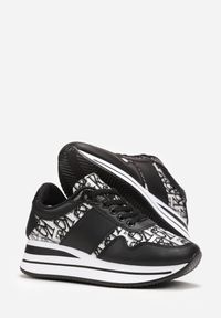 Born2be - Czarne Sneakersy na Grubej Podeszwie z Wzorzystą Cholewką Euphi. Kolor: czarny. Szerokość cholewki: normalna #2