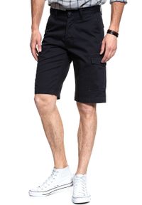 Wrangler - KRÓTKIE SPODENKI WRANGLER CARGO SHORT NAVY WASHED W15DHC49I. Materiał: materiał. Długość: krótkie. Wzór: aplikacja #6