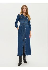Babylon Sukienka jeansowa EBJ008 Niebieski Regular Fit. Kolor: niebieski. Materiał: jeans, bawełna