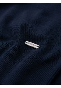 Ombre Clothing - Męski sweter z okrągłym dekoltem z elastycznej dzianiny o klasycznym splocie - granatowy V1 - Rozmiar: L. Okazja: na co dzień. Kolor: niebieski. Materiał: dzianina. Wzór: ze splotem. Styl: klasyczny #5