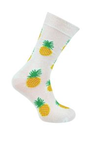 His Story - Skarpetki Bawełniane - Tematyczne - Białe w Ananasy. Kolor: wielokolorowy. Materiał: elastan, bawełna, poliamid #1