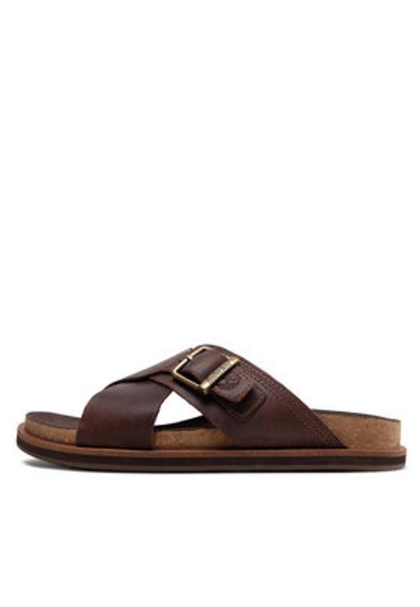 Timberland Klapki Amalfi Vibes Slide TB0A41A1V131 Brązowy. Kolor: brązowy. Materiał: skóra