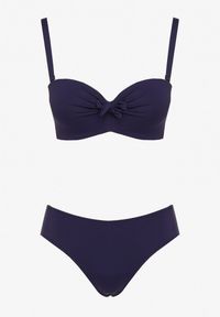 Renee - Granatowe Bikini Strój Kąpielowy Dwuczęściowy z Ozdobnym Marszczeniem Nariella. Kolor: niebieski #3