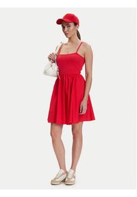 Tommy Jeans Sukienka letnia DW0DW22352 Czerwony Slim Fit. Kolor: czerwony. Materiał: bawełna. Sezon: lato #4