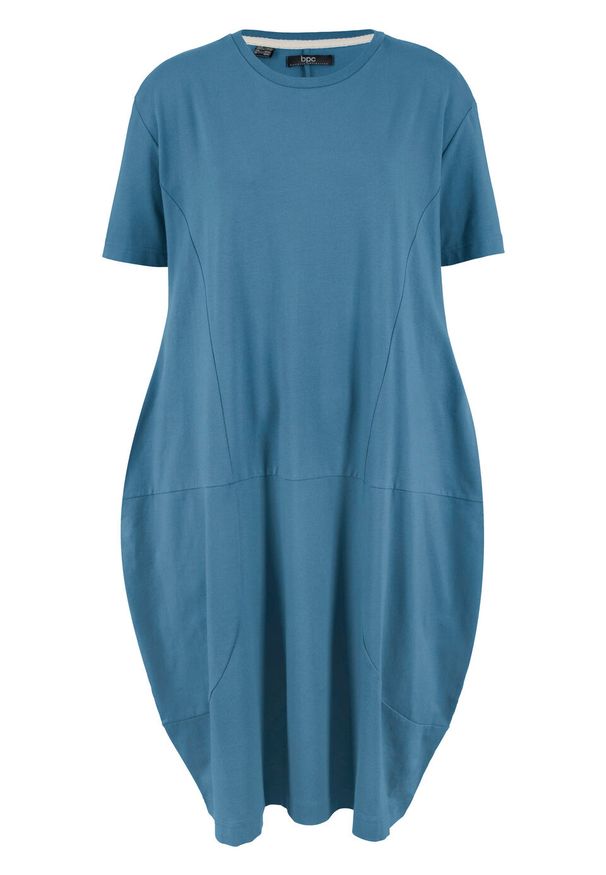 Sukienka bawełniana oversize, rękawy 1/2 bonprix niebieski dżins. Kolor: niebieski. Materiał: bawełna. Typ sukienki: oversize