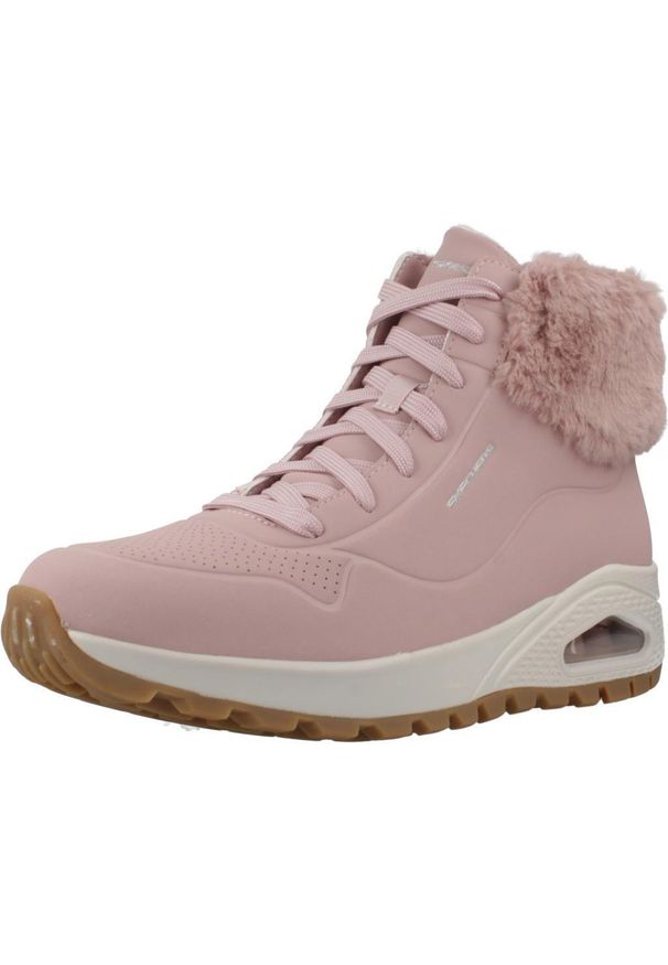 skechers - Buty do chodzenia damskie Skechers Uno Rugged. Wysokość cholewki: za kostkę. Zapięcie: sznurówki. Kolor: różowy. Materiał: skóra, syntetyk, materiał, guma. Szerokość cholewki: normalna. Styl: sportowy