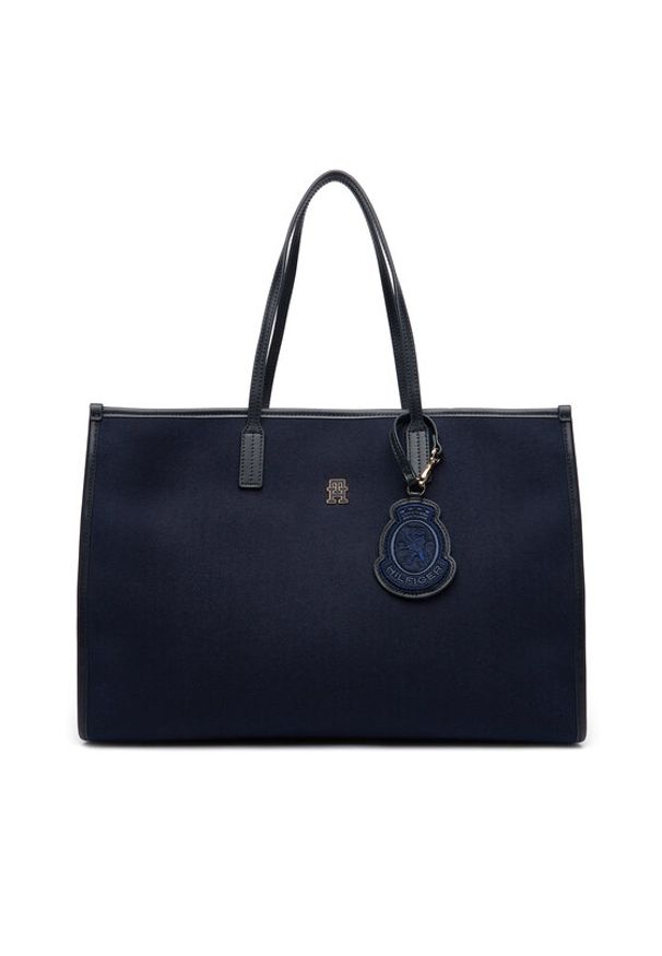 TOMMY HILFIGER - Tommy Hilfiger Torebka Th City Large Tote Melton AW0AW18215 Granatowy. Kolor: niebieski