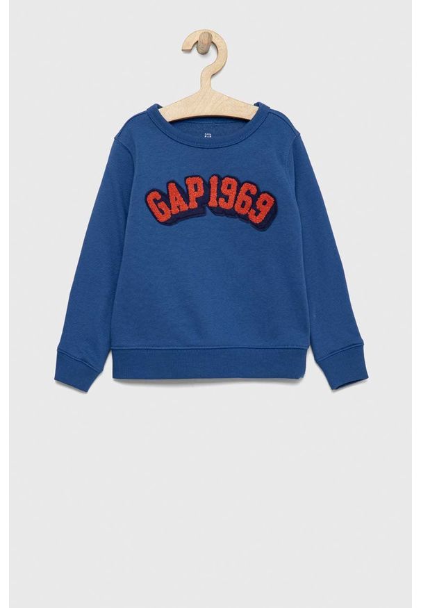 GAP bluza dziecięca kolor niebieski wzorzysta. Okazja: na co dzień. Kolor: niebieski. Materiał: poliester, dzianina. Styl: casual