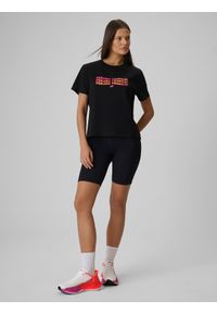 4f - 4F T-shirt boxy z nadrukiem damski - czarny M. Okazja: na co dzień. Kolor: czarny. Materiał: dzianina, materiał, bawełna. Wzór: nadruk. Styl: casual #2
