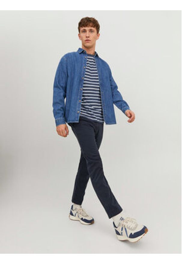 Jack & Jones Chinosy Harlow 12242188 Granatowy Tapered Fit. Kolor: niebieski. Materiał: bawełna