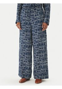 TOMMY HILFIGER - Tommy Hilfiger Spodnie materiałowe WW0WW48970 Granatowy Wide Leg. Kolor: niebieski. Materiał: len #1