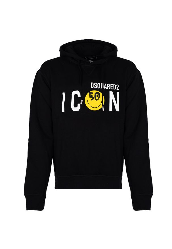 DSQUARED2 - Dsquared2 Bluza "Smilley" | S79GU0081 S25538 | Mężczyzna | Czarny. Okazja: na co dzień. Typ kołnierza: kaptur. Kolor: czarny. Materiał: bawełna. Wzór: nadruk. Sezon: lato. Styl: sportowy, elegancki, casual