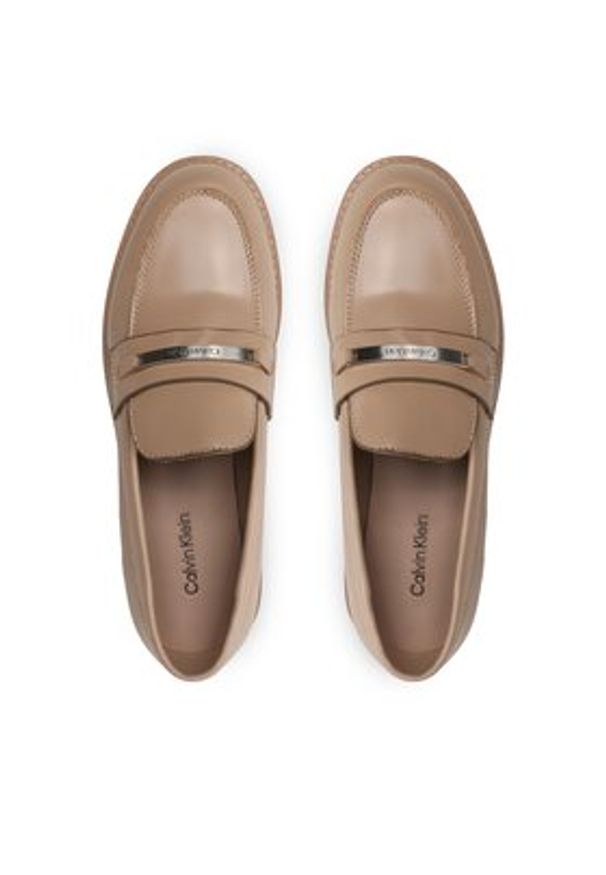 Calvin Klein Loafersy Rubber Sole Loafer W/Hw HW0HW01791 Beżowy. Kolor: beżowy. Materiał: skóra