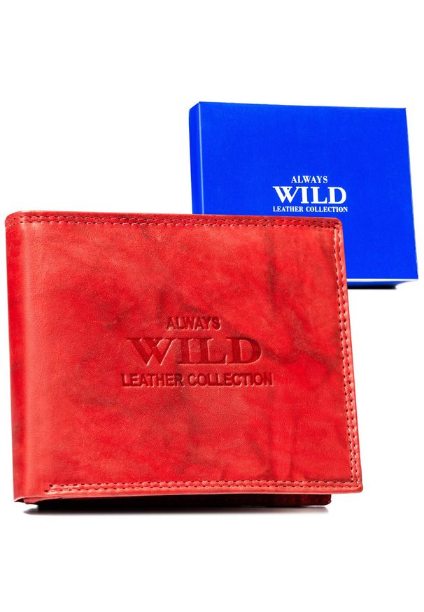 ALWAYS WILD - Portfel skórzany Always Wild AW-N992-MAL czerwony. Kolor: czerwony. Materiał: skóra