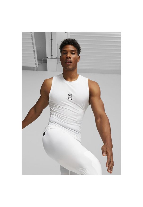 Puma - Męski top bez rękawów do koszykówki Hoops Team PUMA White. Kolor: biały. Długość rękawa: bez rękawów. Sport: koszykówka