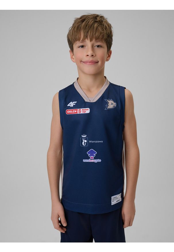 4f - 4F Koszulka meczowa replika wyjazdowa z sezonu 2025/26 dziecięca 4F x Dziki Warszawa - granatowa 146/152 (10-12 lat). Kolor: niebieski. Materiał: materiał. Wzór: nadruk. Sezon: lato