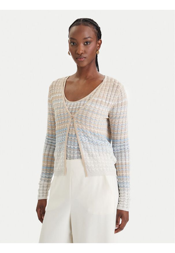 Guess Kardigan W6GR07 Z0588 Beżowy Regular Fit. Kolor: beżowy. Materiał: wiskoza