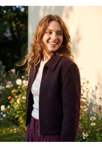 Sinsay - Kurtka bomberka z kołnierzykiem - bordowy. Kolor: czerwony #1