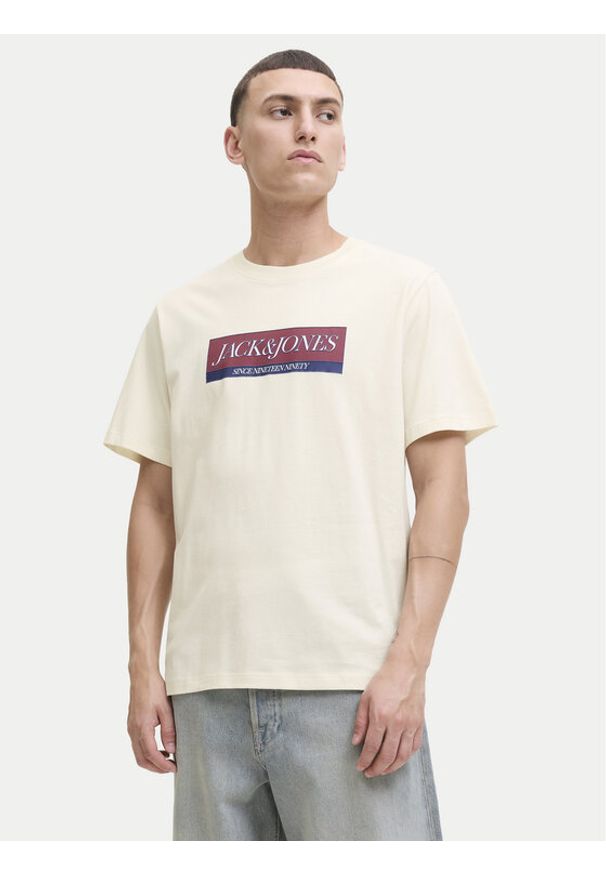 Jack & Jones - Jack&Jones T-Shirt Rinwood 12283628 Écru Regular Fit. Materiał: bawełna