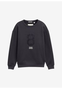 bonprix - Bluza oversize z aplikacją marki Tom Tailor. Kolor: szary. Materiał: koronka, dresówka. Wzór: aplikacja