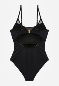 Renee - Czarny Jednoczęściowy Strój Kąpielowy z Siateczką i Wycięciem na Plecach Xenneth. Kolor: czarny #2