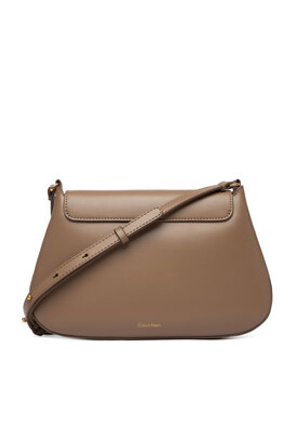 Calvin Klein Torebka Hardware Flap Meidum Crossbody LV04F3401G Beżowy. Kolor: beżowy. Materiał: skórzane
