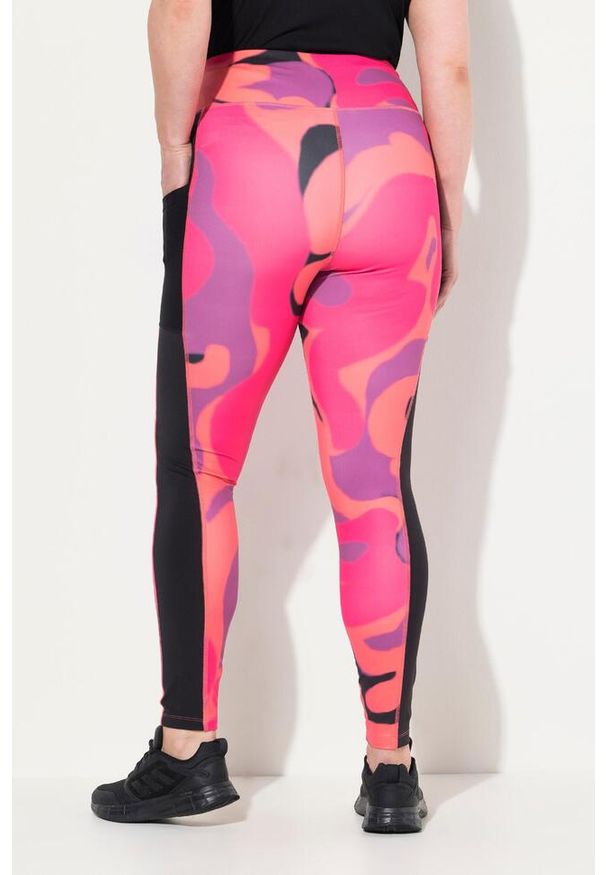 ULLA POPKEN - Damskie Legginsy sportowe szybkoschnące wysoki stan z recyklingu. Stan: podwyższony. Kolekcja: plus size. Kolor: różowy. Materiał: poliester, materiał, elastan