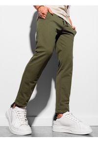 Ombre Clothing - Spodnie męskie dresowe P950 - khaki - XL. Kolor: brązowy. Materiał: dresówka. Styl: klasyczny