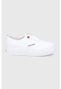 Cross Jeans Tenisówki damskie kolor biały. Nosek buta: okrągły. Zapięcie: sznurówki. Kolor: biały. Materiał: guma. Szerokość cholewki: normalna. Obcas: na platformie #1