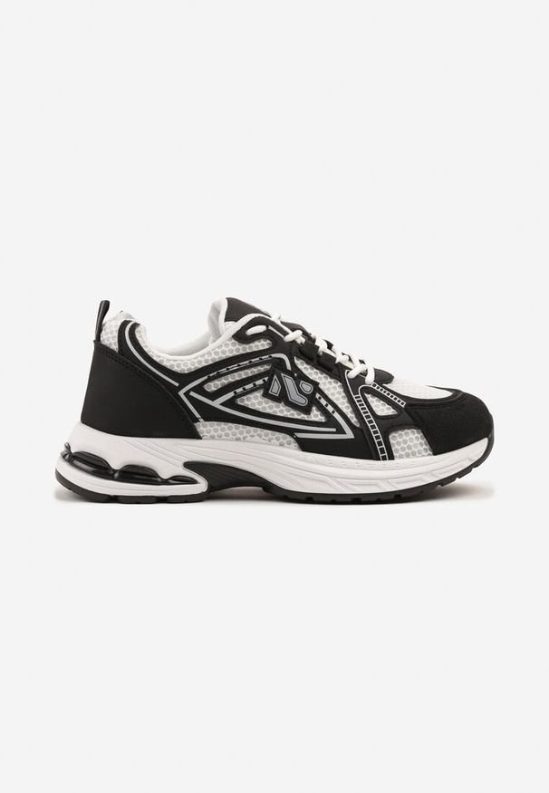 Renee - Czarne Sneakersy Ozdobione Geometrycznym Motywem Tasoti. Okazja: na co dzień. Kolor: czarny. Wzór: aplikacja, geometria