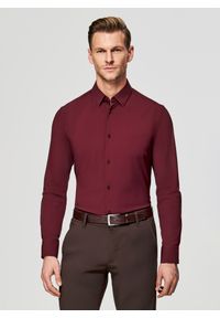 Pako Lorente - PAKO LORENTE - Bordowa dzianinowa koszula męska. Typ kołnierza: kołnierzyk klasyczny. Kolor: czarny, czerwony. Materiał: dzianina. Długość rękawa: długi rękaw. Długość: długie #1