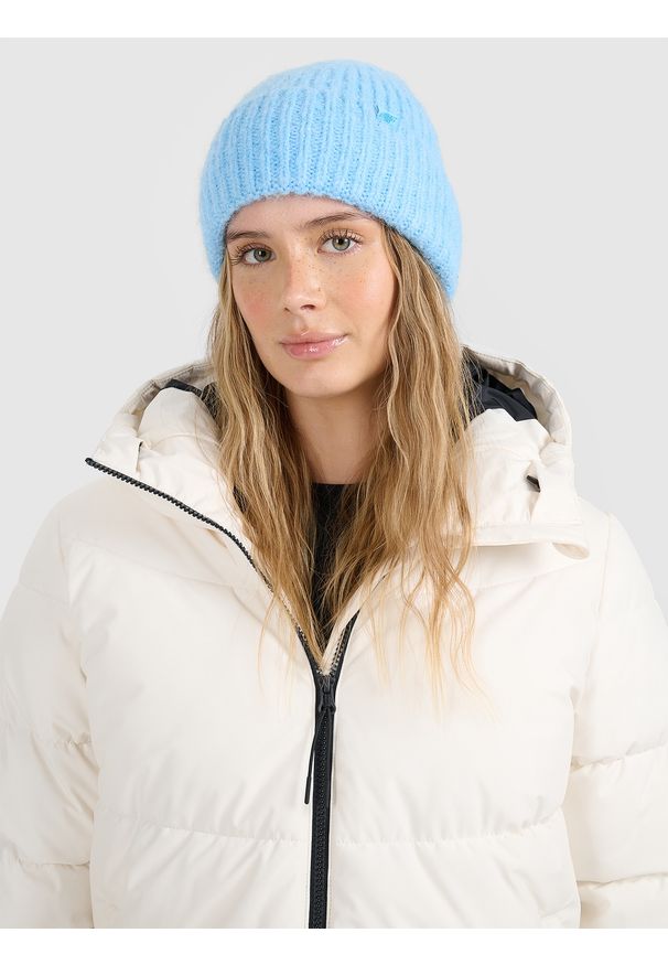 4f - 4F Czapka zimowa damska - niebieska S. Kolor: niebieski. Sezon: zima. Styl: klasyczny, casual, sportowy