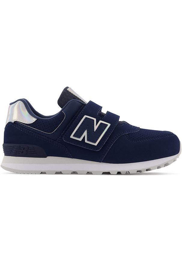 Buty New Balance PV574HO1 – granatowe. Okazja: na co dzień. Zapięcie: rzepy. Kolor: niebieski. Materiał: syntetyk, materiał. Szerokość cholewki: normalna. Model: New Balance 574