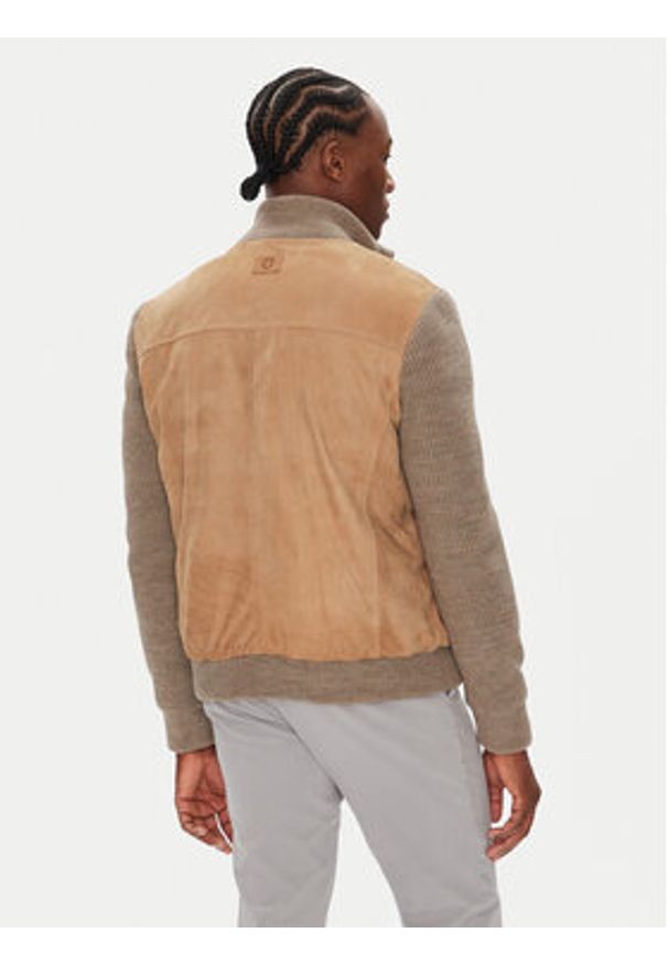 Milestone Kurtka skórzana MSNicolas 531628 60690 Beżowy Regular Fit. Kolor: beżowy. Materiał: akryl, skóra