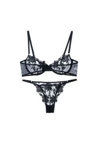 Intica - Komplet koronkowej bielizny ażurowej z biustonoszem i majtkami Dobrila. Kolor: czarny. Materiał: koronka. Wzór: ażurowy