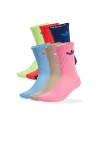 Adidas - Skarpetki unisex adidas Originals Trefoil Cushion Crew Socks 6 Pairs JY2679 - multikolor. Kolor: wielokolorowy. Materiał: poliester, materiał, bawełna, elastan, nylon. Wzór: aplikacja