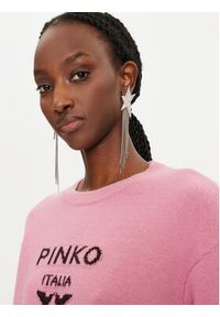 Pinko Sweter Logo Intersino 100414 Y7Z4 Różowy Regular Fit. Kolor: różowy. Materiał: wełna #3