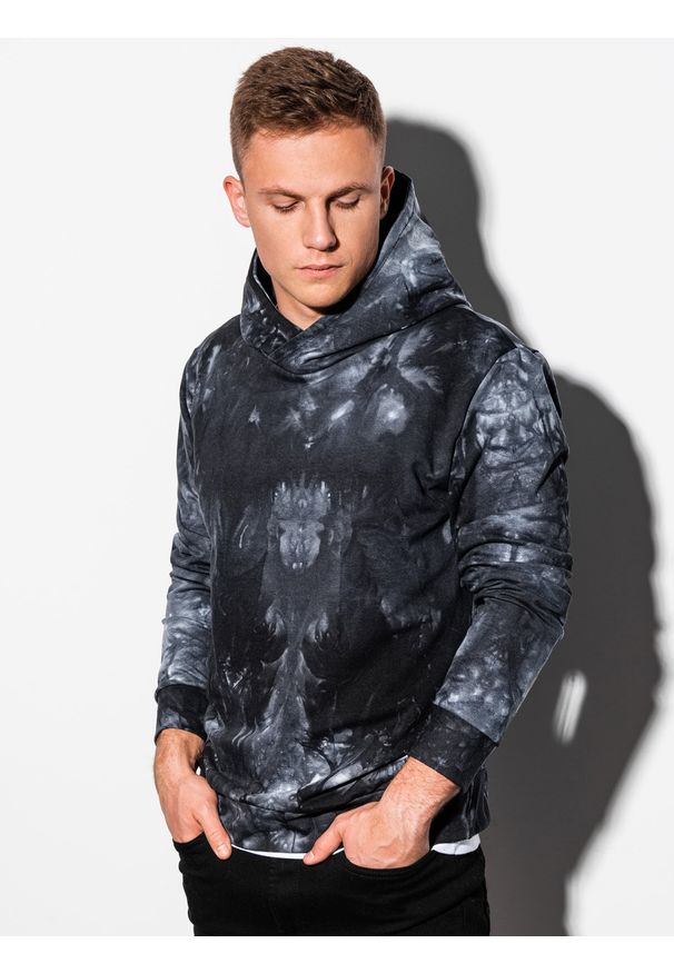 Czarna bluza Ombre Clothing klasyczna, z kapturem