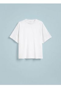 Reserved - Bawełniany t-shirt oversize - biały. Kolor: biały. Materiał: bawełna