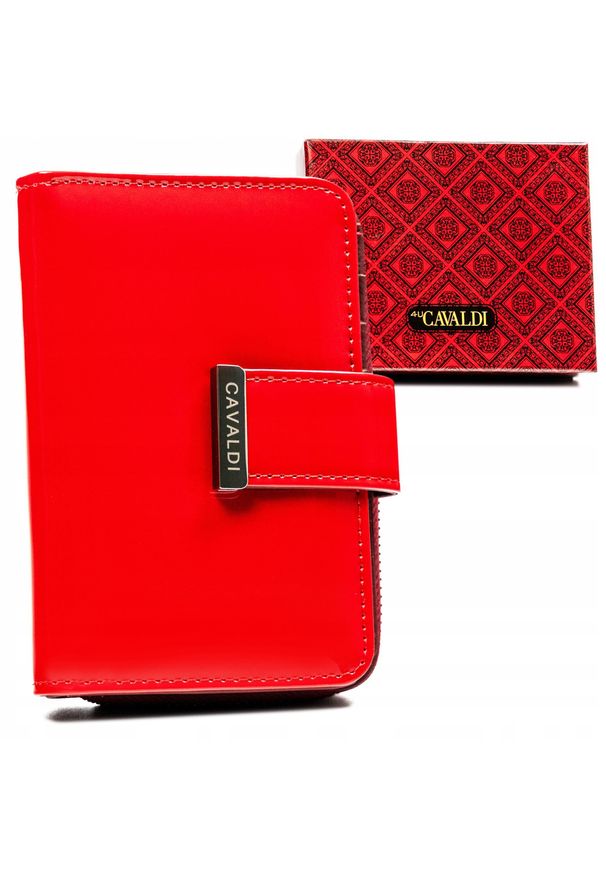 4U CAVALDI - Portfel damski 4U Cavaldi PX31-JMP czerwony. Kolor: czerwony. Materiał: lakier, skóra ekologiczna