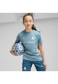 Puma - Młodzieżowa koszulka treningowa Olympique Marsylia PUMA Bold Blue Putty Beige. Kolor: niebieski, wielokolorowy, beżowy. Sport: piłka nożna