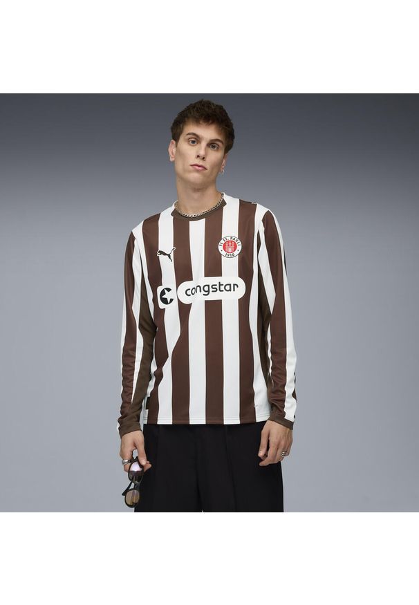 Puma - Męska koszulka domowa FC St. Pauli 25/26 z długim rękawem PUMA. Kolor: brązowy, biały, wielokolorowy. Długość rękawa: długi rękaw. Długość: długie. Sport: piłka nożna, bieganie