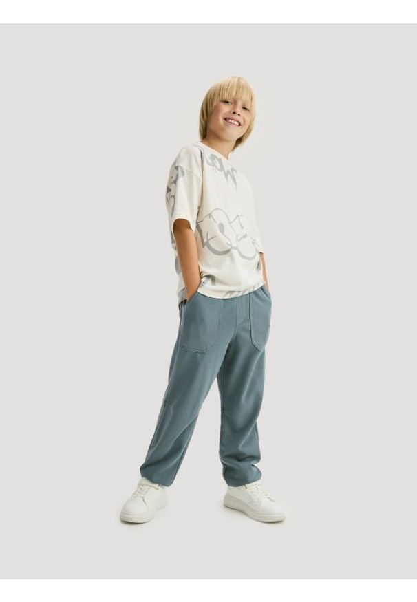 Reserved - Bawełniane spodnie jogger - ciemny turkus. Materiał: bawełna