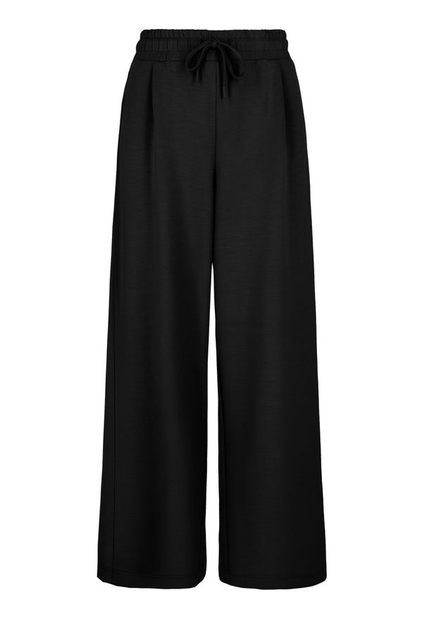 Volcano - Czarne, luźne spodnie dresowe N-MOCK. Kolor: czarny. Materiał: dresówka. Wzór: gładki